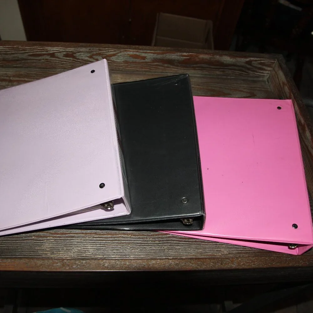 Set of Pink, Black & Light Pink Binders